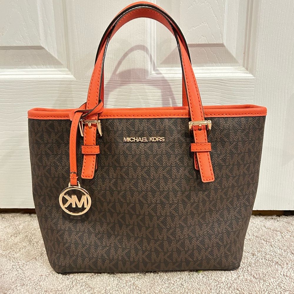Michael Kors Brown and Orange Tote Bag